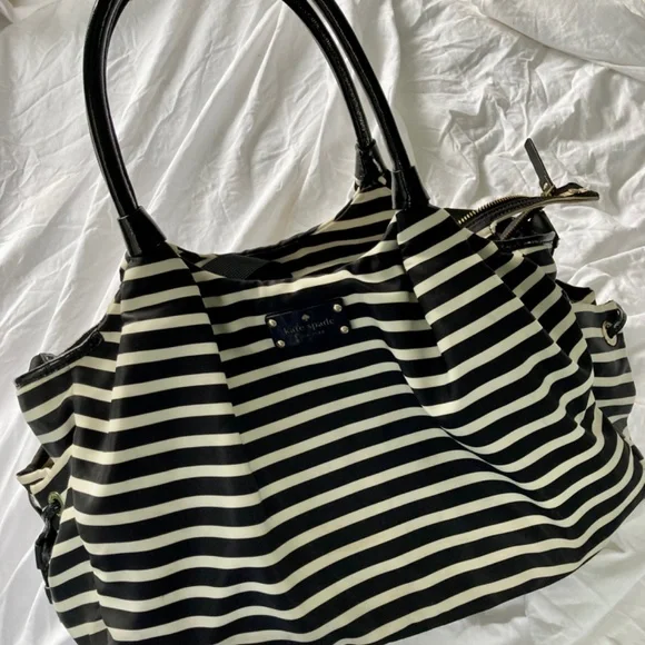 Kate Spade Black and White Stripe Nappy Bag - Picture 6 of 7
